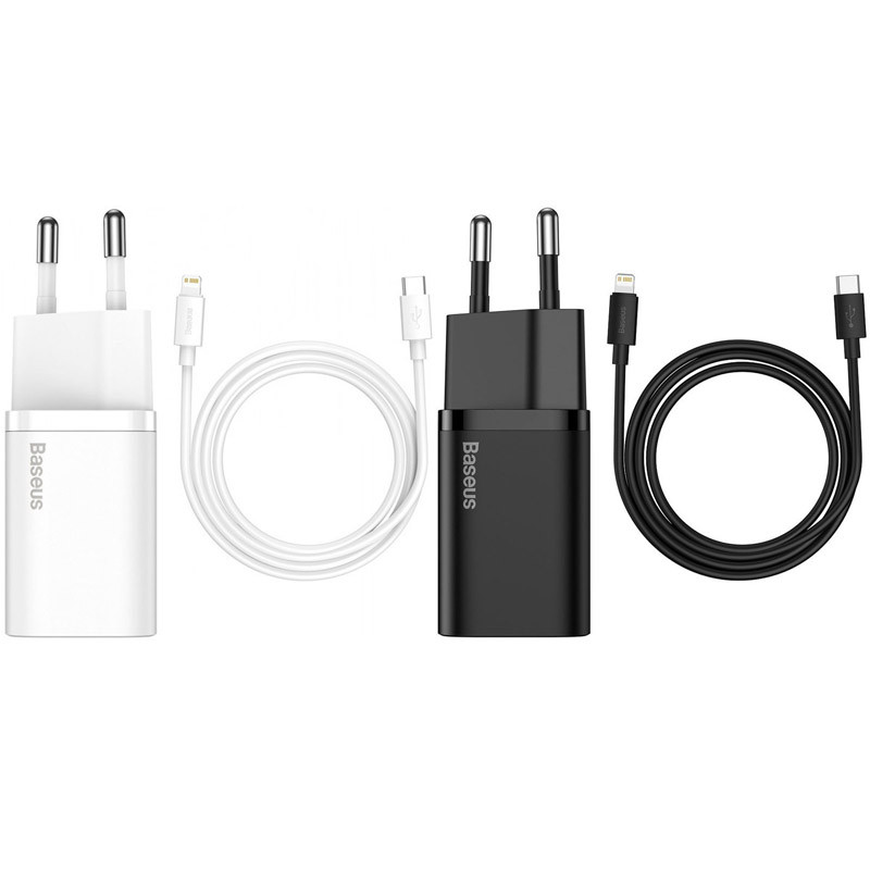 СЗУ Baseus Super Si Quick Charger PD20W (1USB-C) + кабель Type-C to Lightning (TZCCSUP-B)