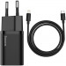 СЗУ Baseus Super Si Quick Charger PD20W (1USB-C) + кабель Type-C to Lightning (TZCCSUP-B) (Черный)