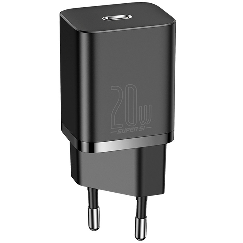 Фото СЗУ Baseus Super Si Quick Charger PD20W (1USB-C) + кабель Type-C to Lightning (TZCCSUP-B) (Черный) на vchehle.ua