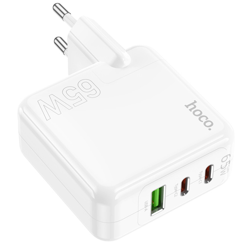 Фото СЗУ Hoco C115A Header PD65W+QC3.0 (1USB-A/2C) (White) на vchehle.ua
