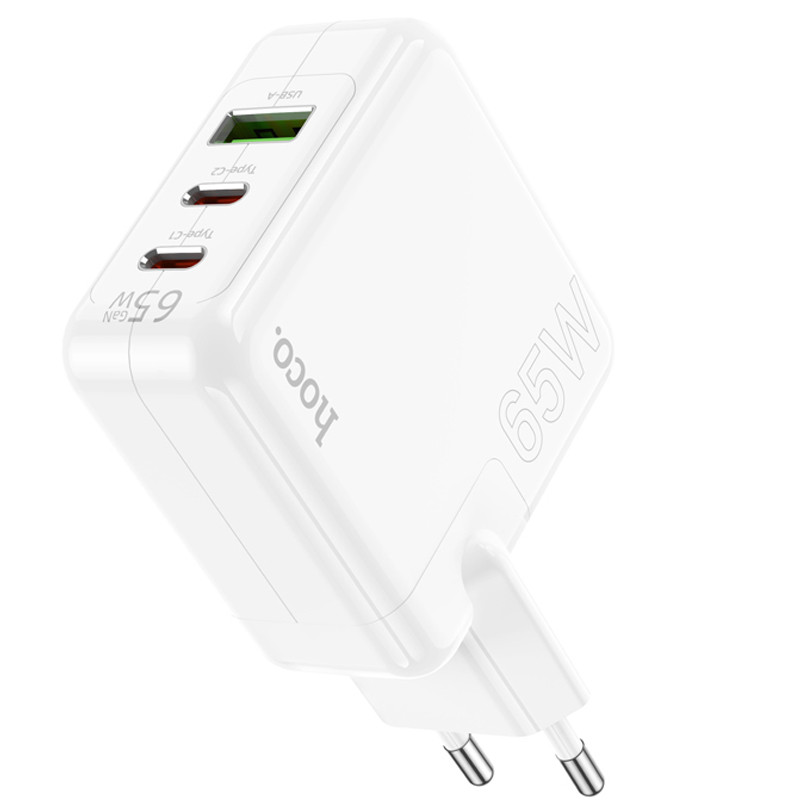 Купить СЗУ Hoco C115A Header PD65W+QC3.0 (1USB-A/2C) (White) на vchehle.ua