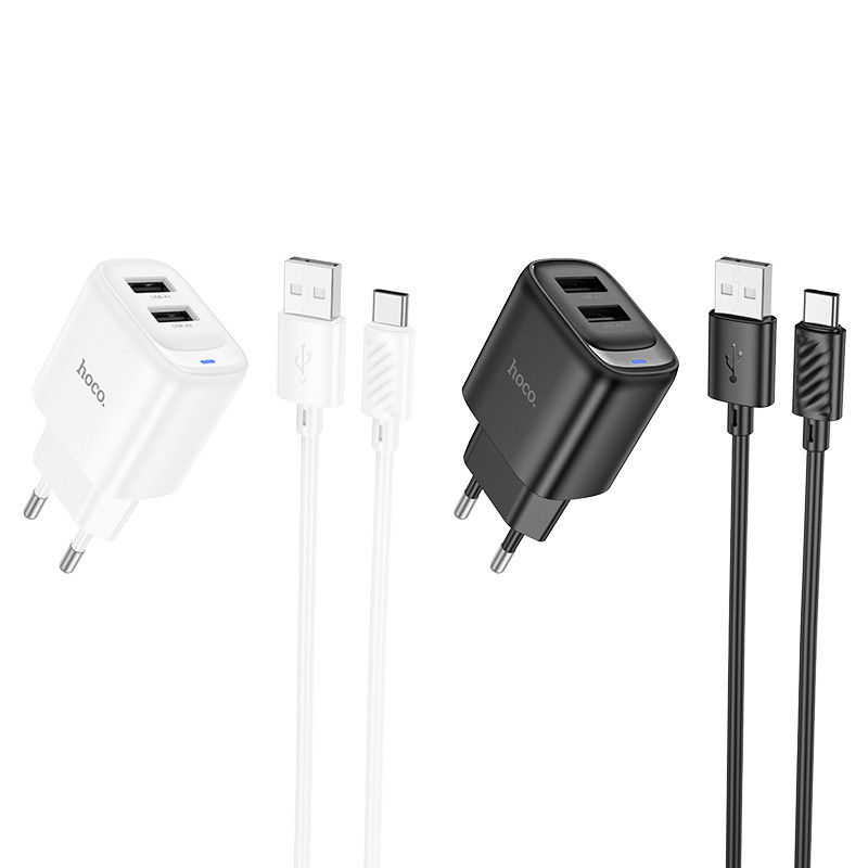 СЗУ Hoco C141A Smart 2.1A (2USB-A) + кабель USB to Type-C