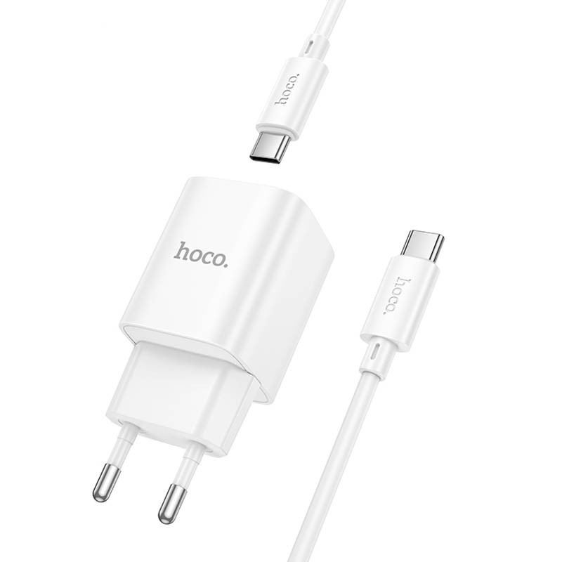 Фото МЗП Hoco C149A Charm PD30W+QC3.0 (1USB-A/1C) + кабель Type-C to Type-C (White) в маназині vchehle.ua