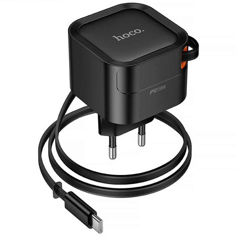 Заказать СЗУ Hoco C153A Changer With Retractable Cable Type-C PD20W (Black) на vchehle.ua
