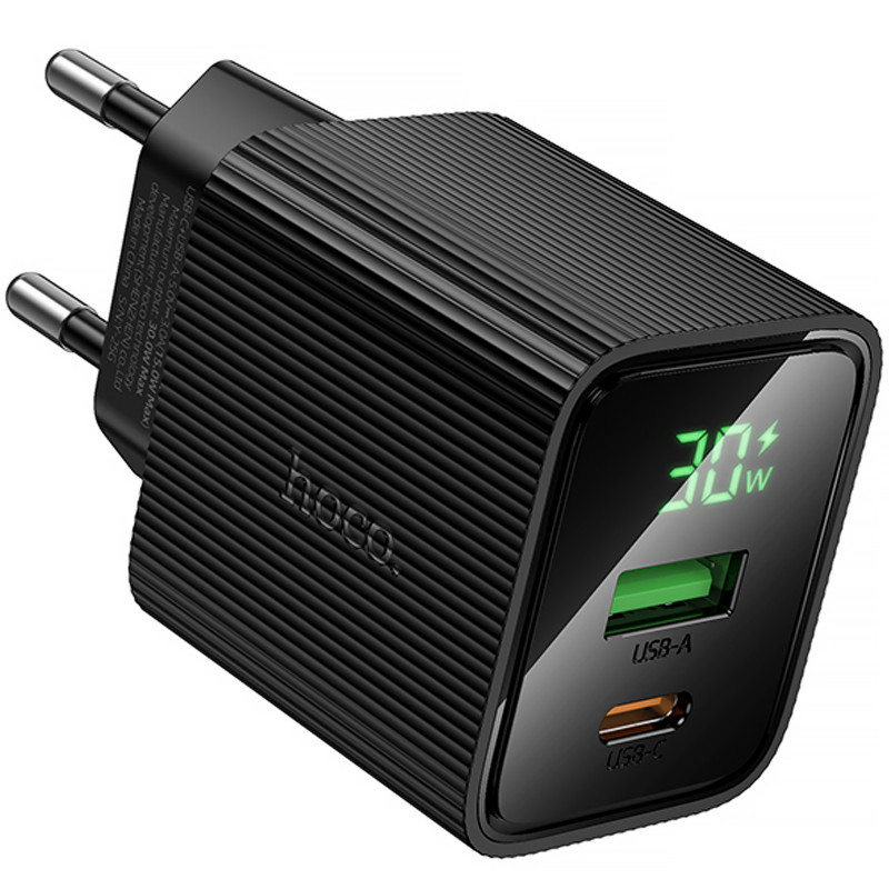 Фото МЗП Hoco CS84A Excellent with digital display PD30W+QC3.0 (1USB-A/1C) (Black) в маназині vchehle.ua