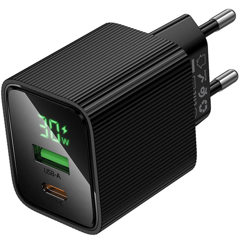 МЗП Hoco CS84A Excellent with digital display PD30W+QC3.0 (1USB-A/1C) (Black) в магазині vchehle.ua