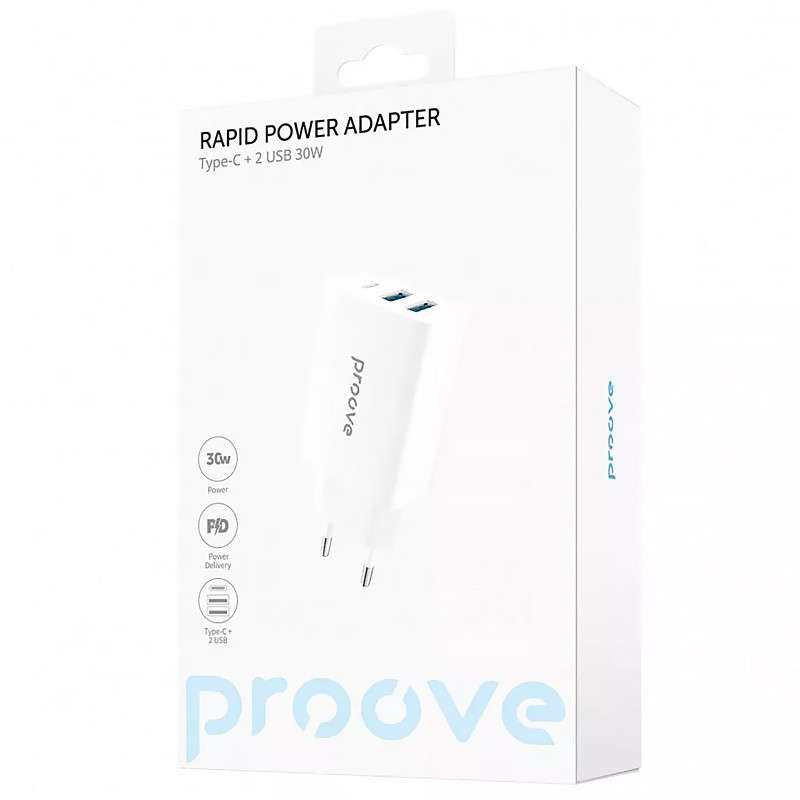 Замовити МЗП Proove Rapid 30W (2USB-A/1C) (White) на vchehle.ua