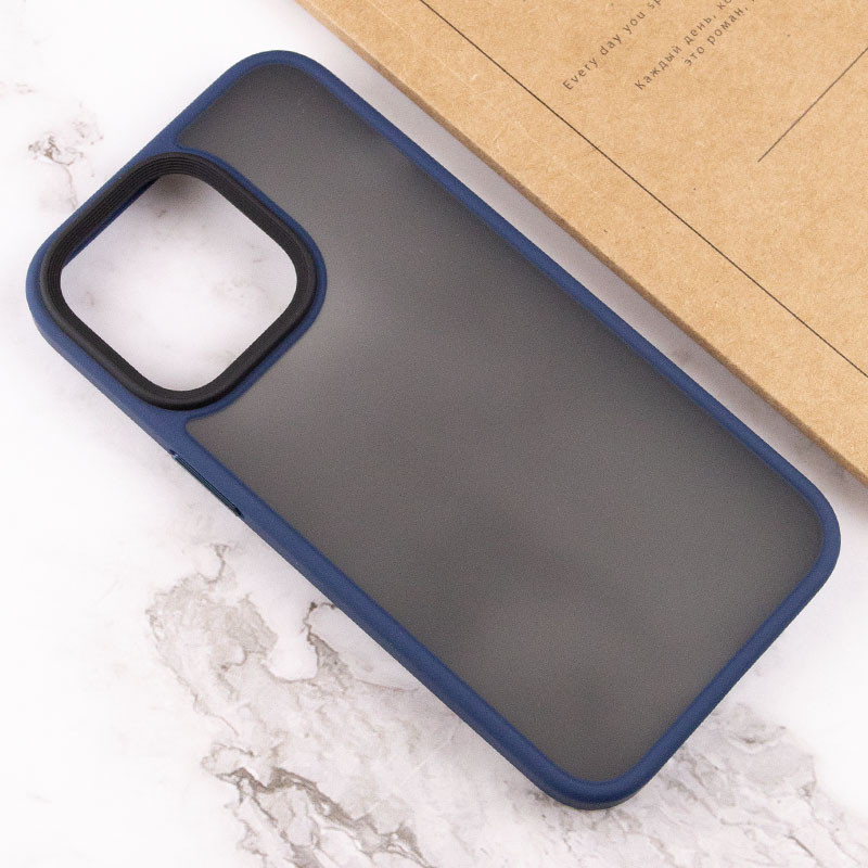 Купить TPU+PC чехол Metal Buttons для Apple iPhone 14 Pro (6.1") (Синий / Navy Blue) на vchehle.ua