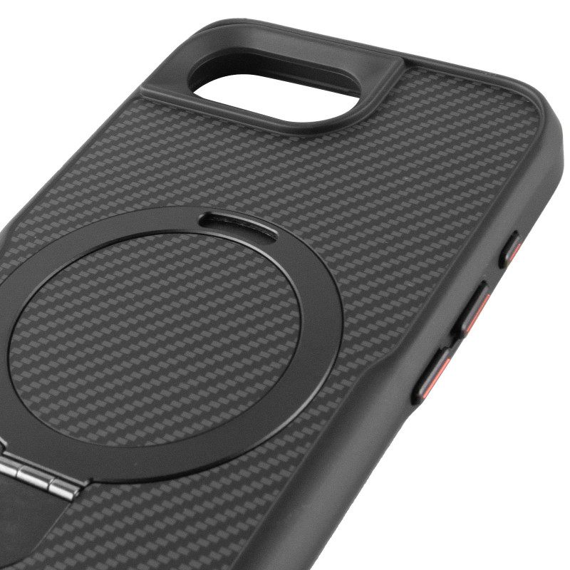 TPU+PC чохол Metal Buttons with Magnetic Safe Carbon Ring на Apple iPhone 16e / 17e (6.1") (Чорний) в магазині vchehle.ua