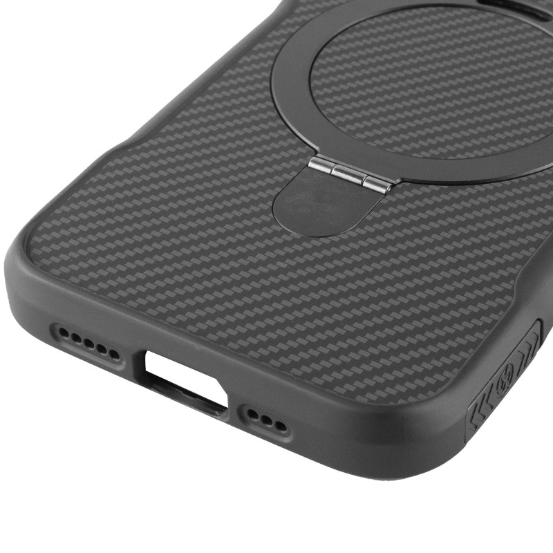 Купити TPU+PC чохол Metal Buttons with Magnetic Safe Carbon Ring на Apple iPhone 16e / 17e (6.1") (Чорний) на vchehle.ua