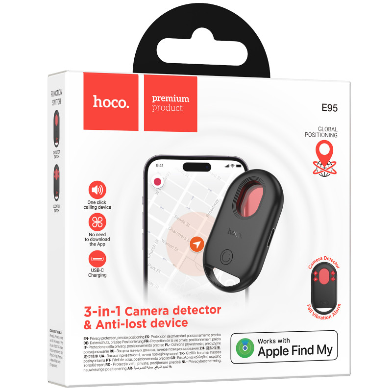 Фото Трекер Hoco E95 Quest + детектор скрытых камер 65 mAh (Black) на vchehle.ua