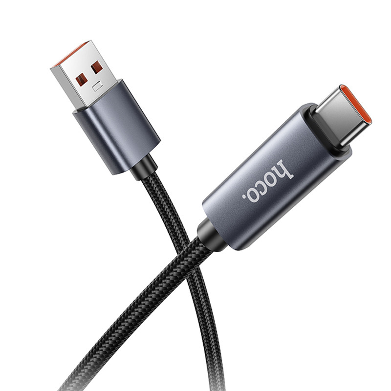 Фото Уцінка Дата кабель Hoco X112 Favor with display USB to Type-C 5A (1m) (М'ята упаковка / Black) в маназині vchehle.ua