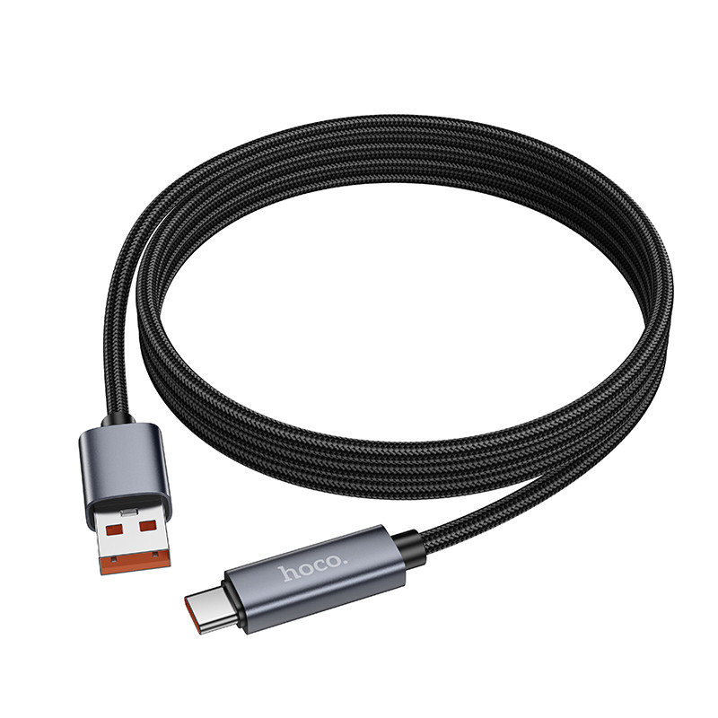 Замовити Уцінка Дата кабель Hoco X112 Favor with display USB to Type-C 5A (1m) (М'ята упаковка / Black) на vchehle.ua