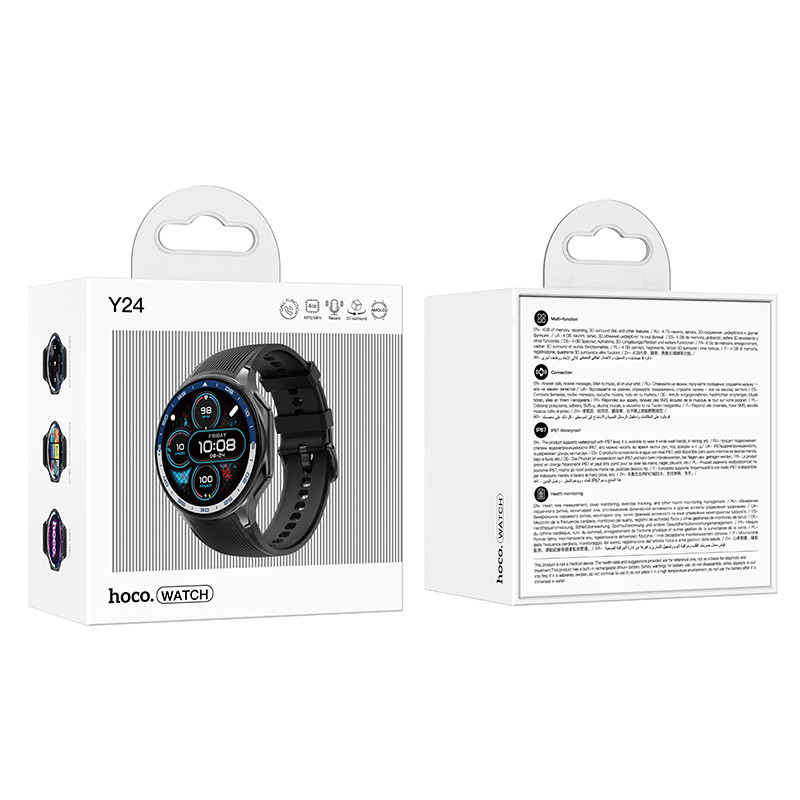 Купити Уцінка Смарт-годинник Hoco Y24 Amoled Smart sports watch (call version) (Розкрита упаковка / Black) на vchehle.ua