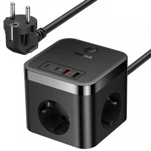 Подовжувач Baseus PowerCombo PD30W+QC3.0 (2USB-A/2C/2Socket) (1.5m) (BPS30)
