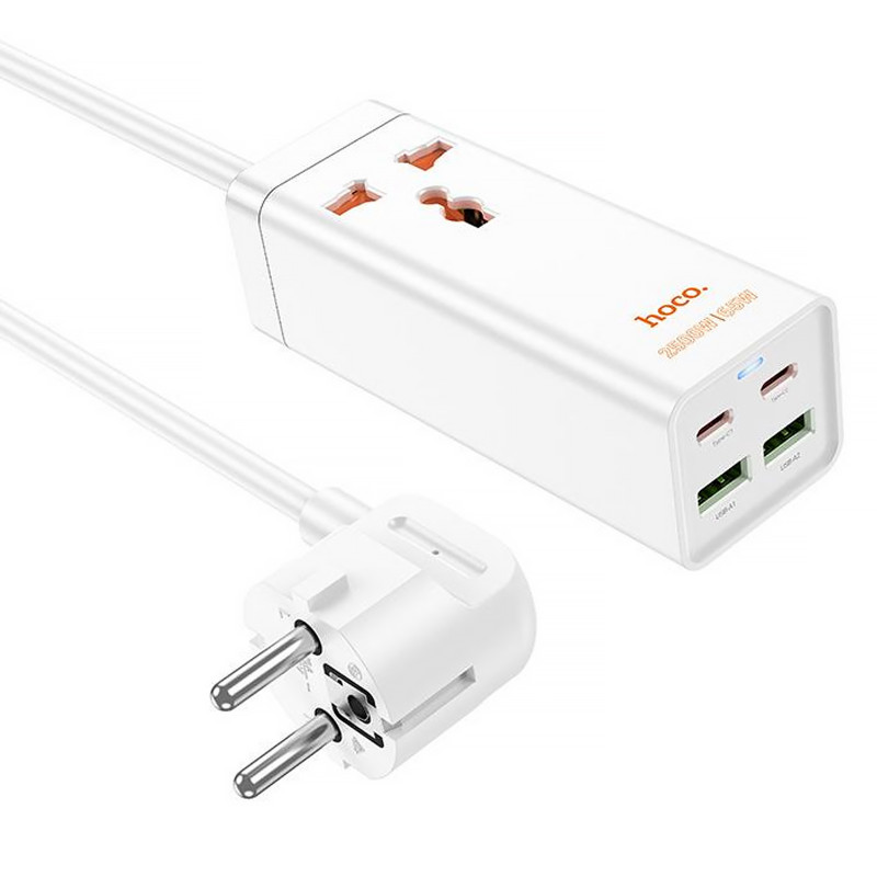 Удлинитель Hoco AC10A Talent PD65W+QC3.0 (2USB-A/2C/1xSocket) (1.5m)