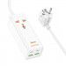 Фото Удлинитель Hoco AC10A Talent PD65W+QC3.0 (2USB-A/2C/1xSocket) (1.5m) (White) на vchehle.ua