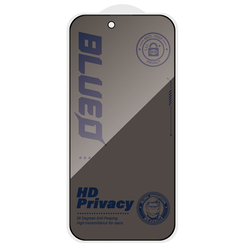 Фото Защитное 2.5D стекло Blueo Full Cover Anti-Peep для Apple iPhone 18 Pro (6.3") (Черный) на vchehle.ua