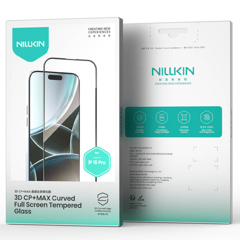 Заказать Защитное стекло Nillkin (CP+ max 3D) (full glue) для Apple iPhone 16 Pro (6.3") (Черный) на vchehle.ua