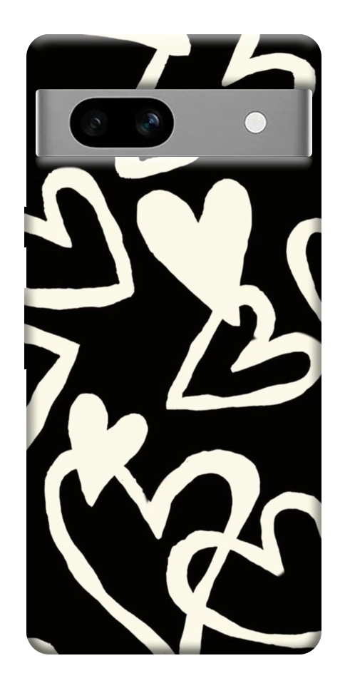 Чохол Black and white hearts для Google Pixel 7A