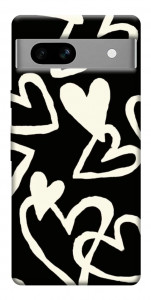 Чохол Black and white hearts для Google Pixel 7A