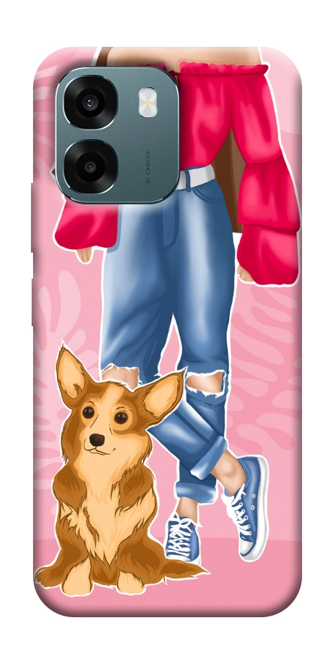 Чохол Girl and corgi для Oppo A6