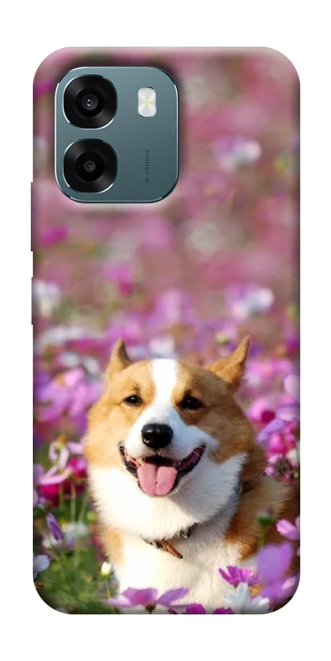 Чохол Коргі в квітах для Oppo A6