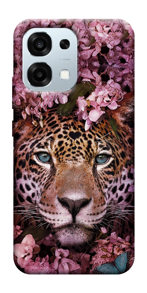 Чохол Леопард у квітах для Oppo A6 Pro