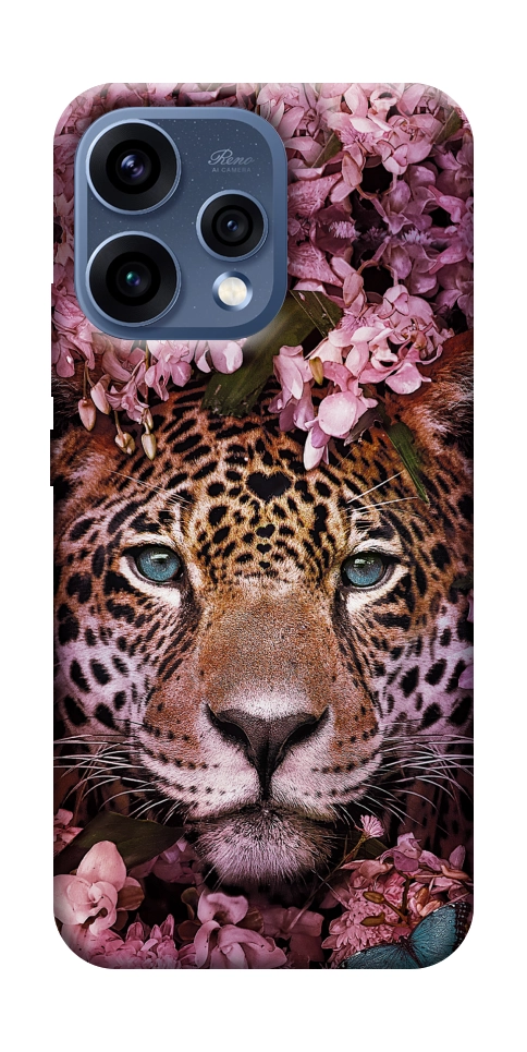 Чехол Леопард в цветах для Oppo Reno 15