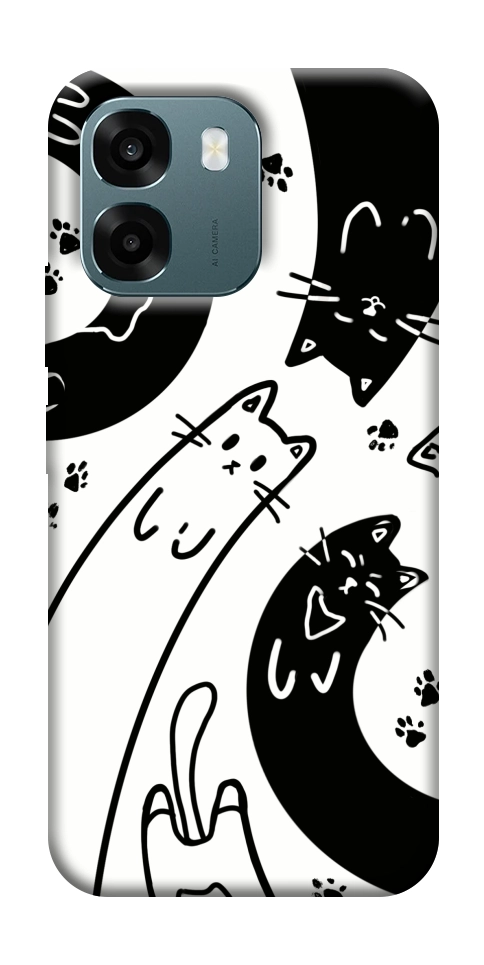 Чохол Чорно-білі коти для Oppo A6
