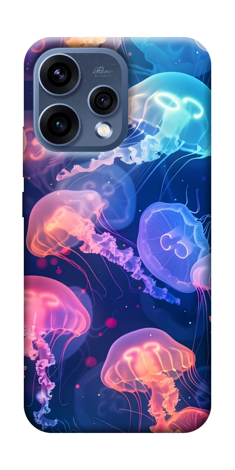 Чохол Neon jellyfishes для Oppo Reno 15