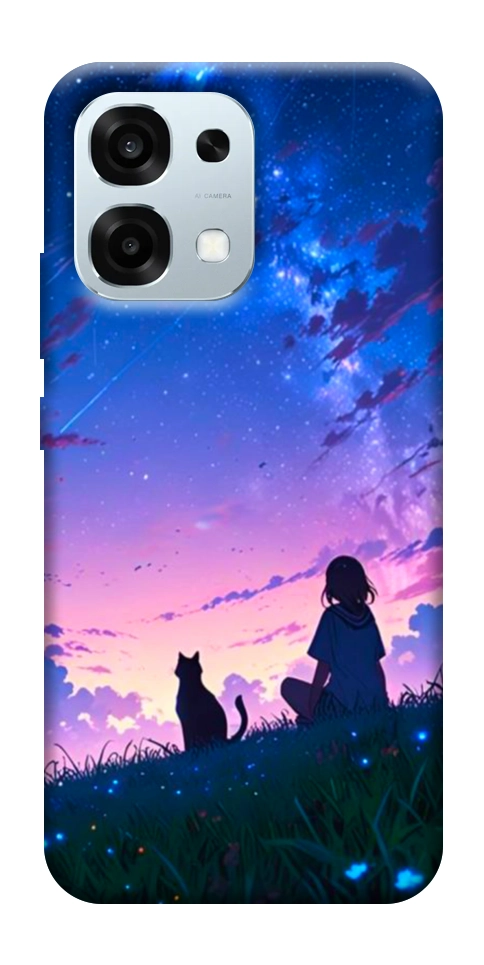 Чехол Space girl and cat для Oppo A6 Pro