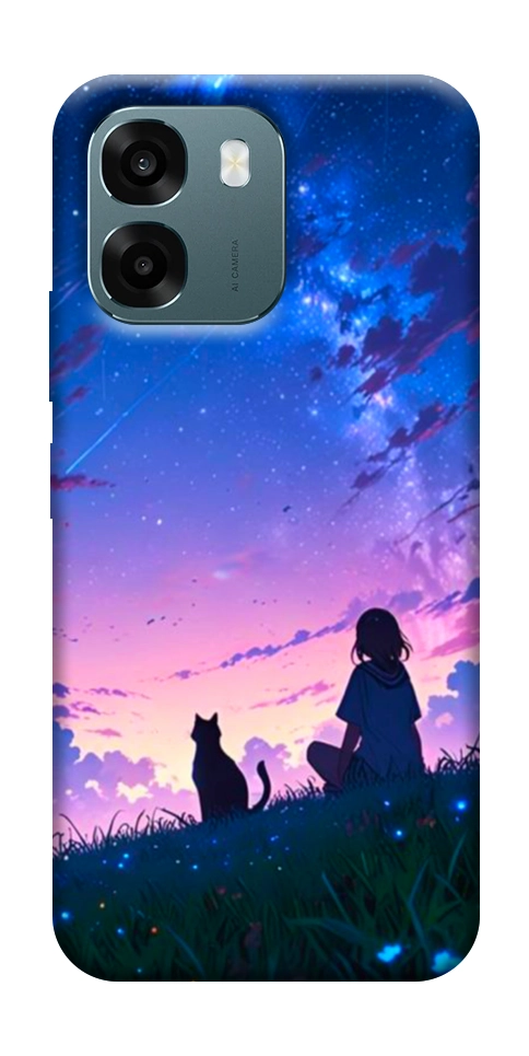 Чохол Space girl and cat для Oppo A6