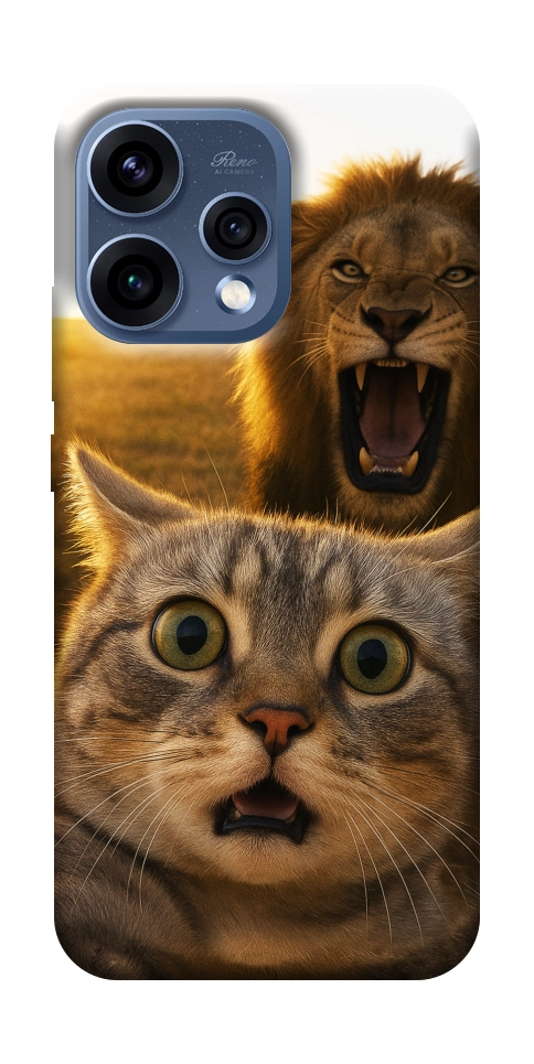 Чехол Shocked cat and lion для Oppo Reno 15