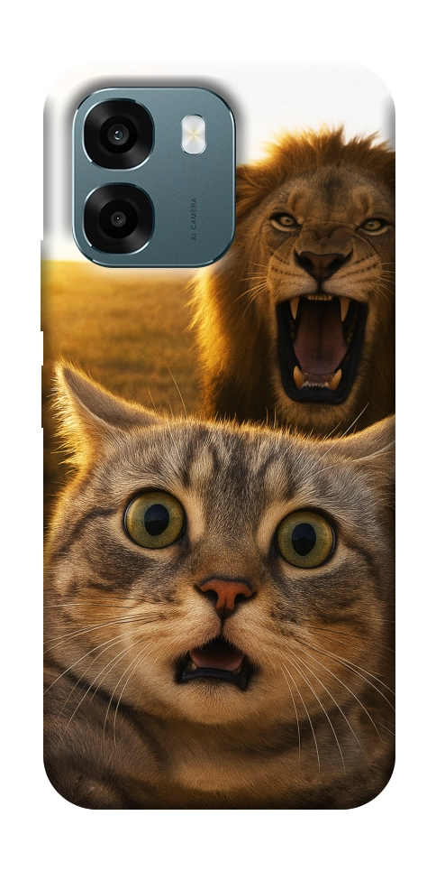 Чохол Shocked cat and lion для Oppo A6