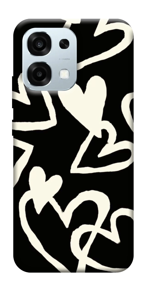 Чехол Black and white hearts для Oppo A6 Pro