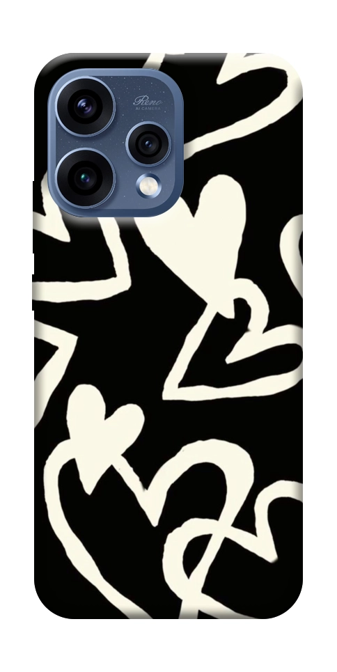 Чохол Black and white hearts для Oppo Reno 15