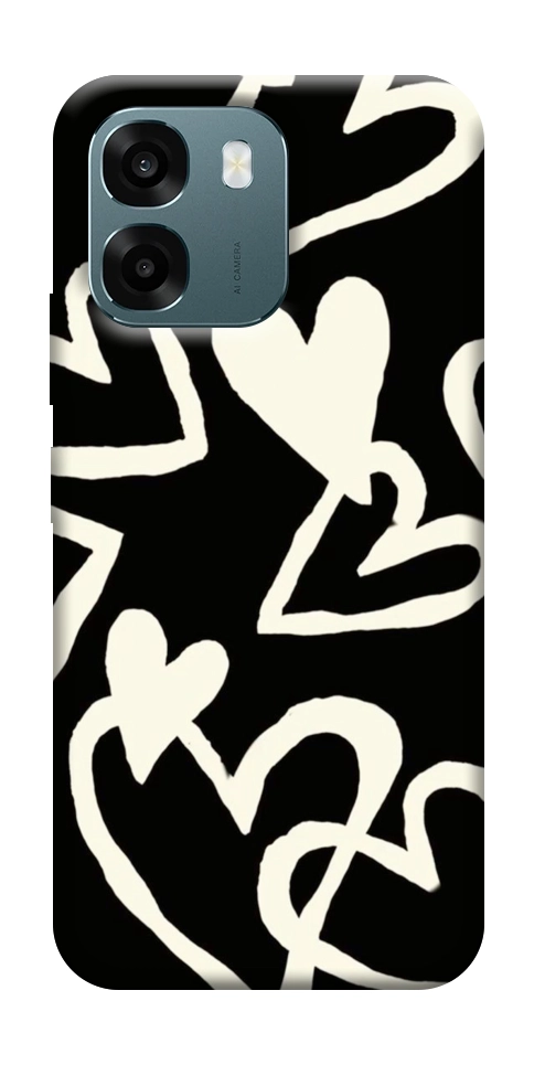 Чохол Black and white hearts для Oppo A6