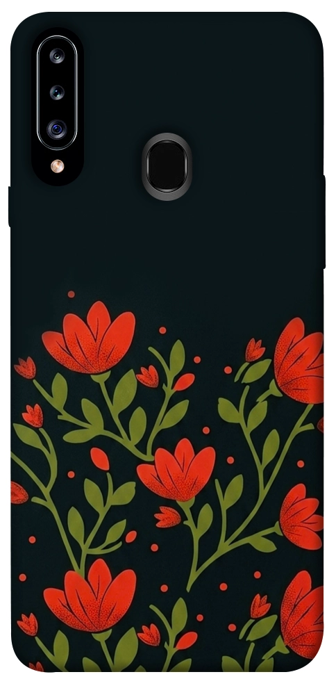 Чохол Червоний цвіт для Galaxy A20s (2019)