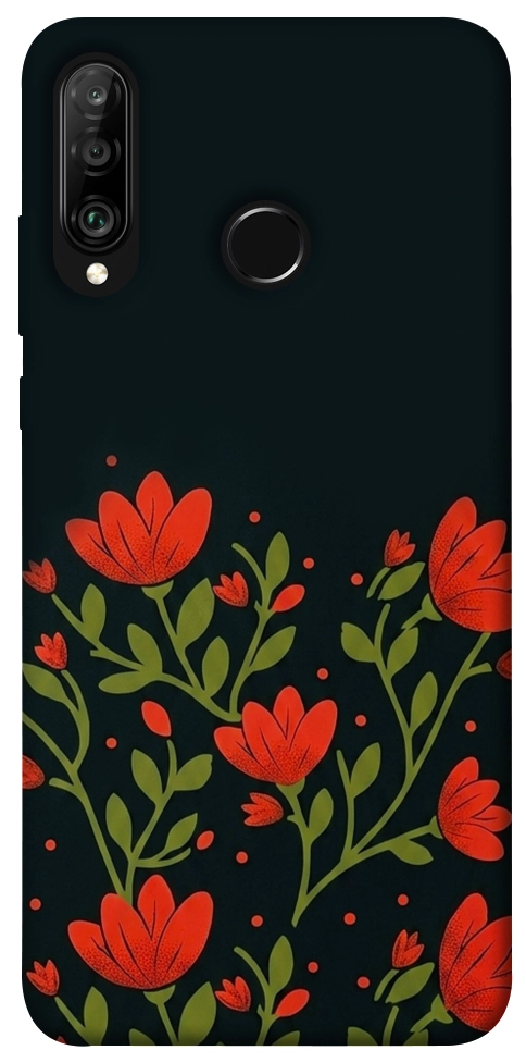 Чохол Червоний цвіт для Huawei P30 Lite