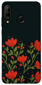 Чехол Червоний цвіт для Huawei P30 Lite