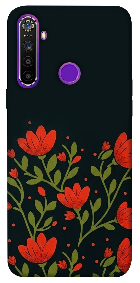 Чохол Червоний цвіт для Realme 5