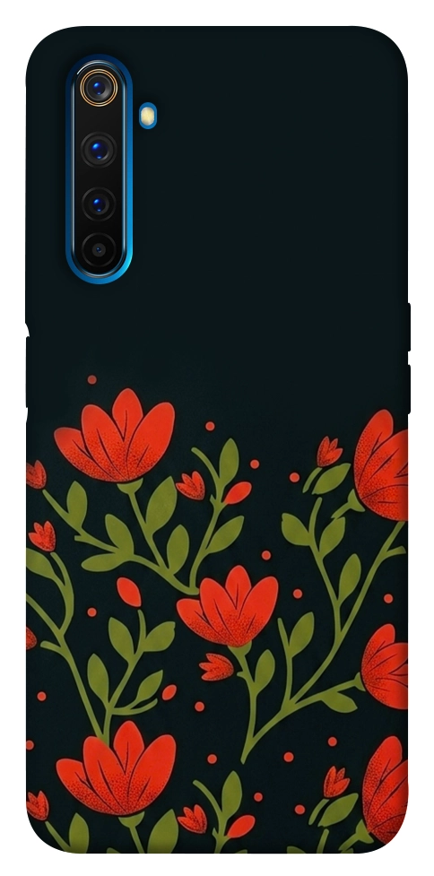 Чехол Червоний цвіт для Realme 6 Pro