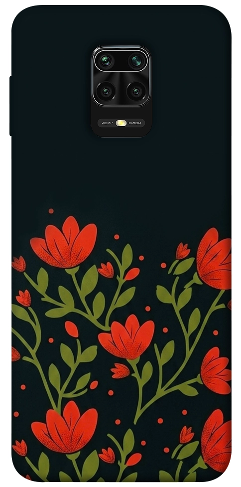 Чехол Червоний цвіт для Xiaomi Redmi Note 9 Pro