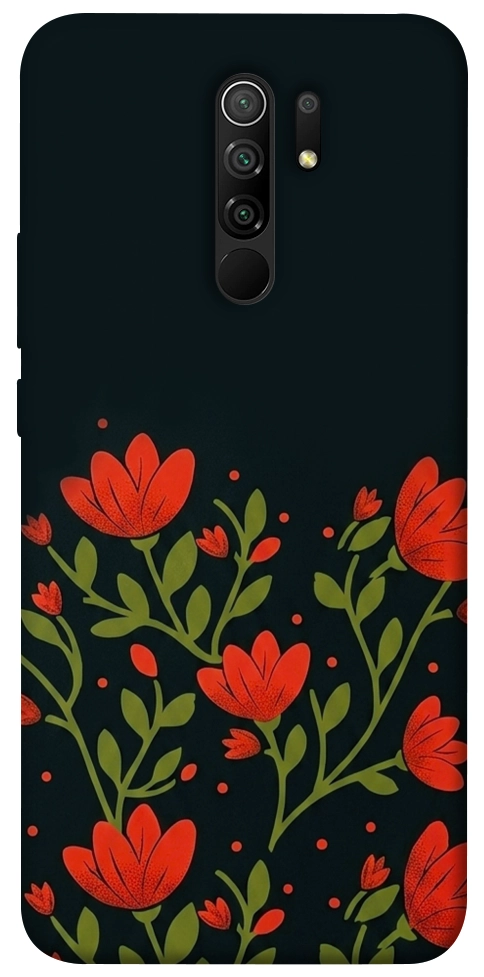 Чехол Червоний цвіт для Xiaomi Redmi 9