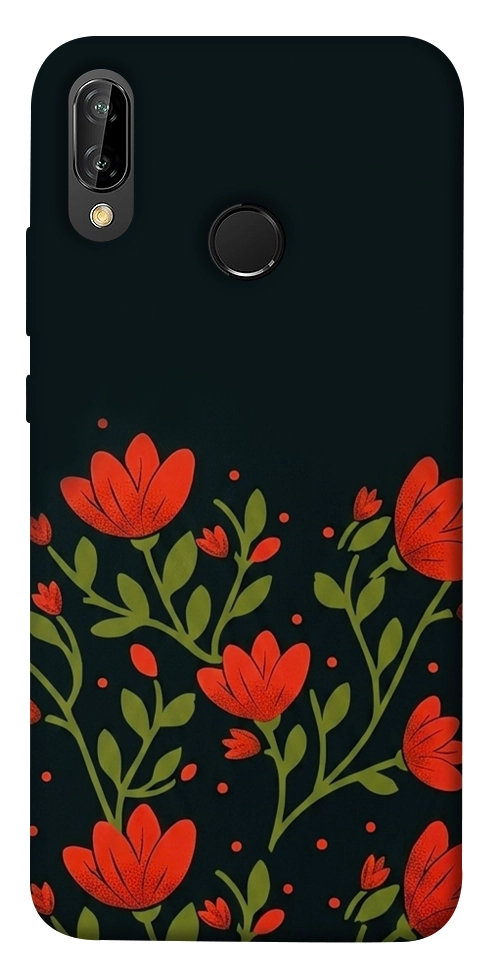 Чехол Червоний цвіт для Huawei P20 Lite