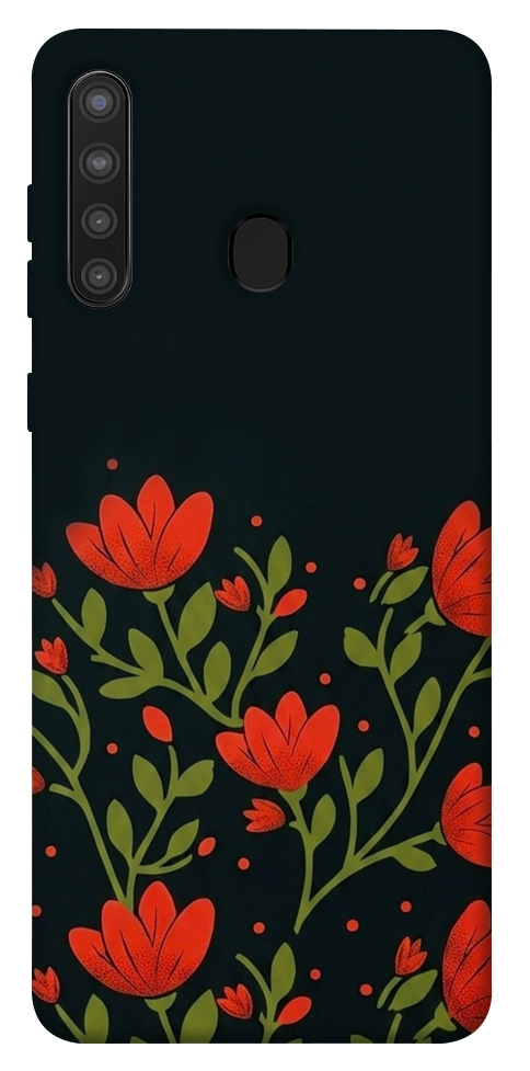 Чохол Червоний цвіт для Galaxy A21