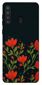 Чохол Червоний цвіт для Galaxy A21