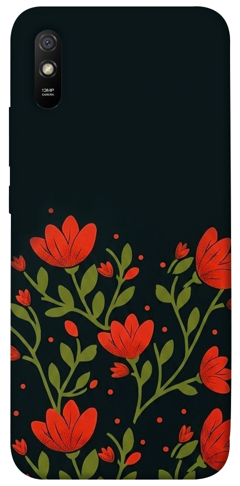 Чехол Червоний цвіт для Xiaomi Redmi 9A