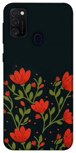 Чохол Червоний цвіт для Samsung Galaxy M21